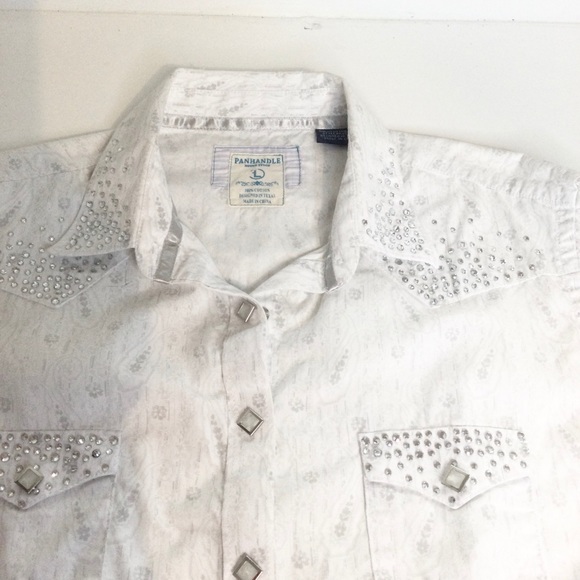 Panhandler cotton bling pearl snap women’s shirt L - Picture 5 of 8